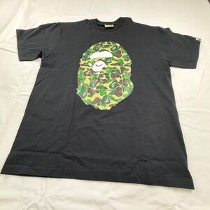 A Bathing Ape BAPE Big Ape Head Camo Logo Black T-Shirt Mens XL 001TEH430013M
